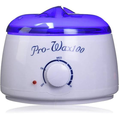 White wax warmer with blue top labeled 'Pro-Wax100' on a white background