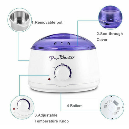 Wax warmer machine with labeled parts on a white background