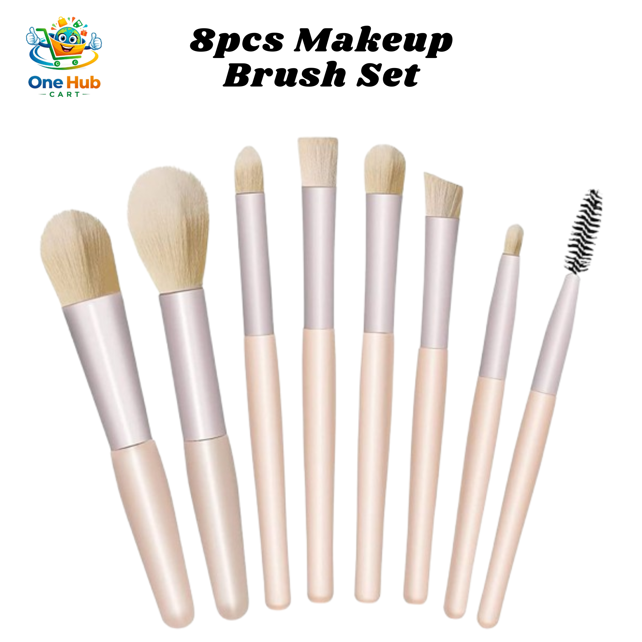 8 pcs makeup brush set in the white background 